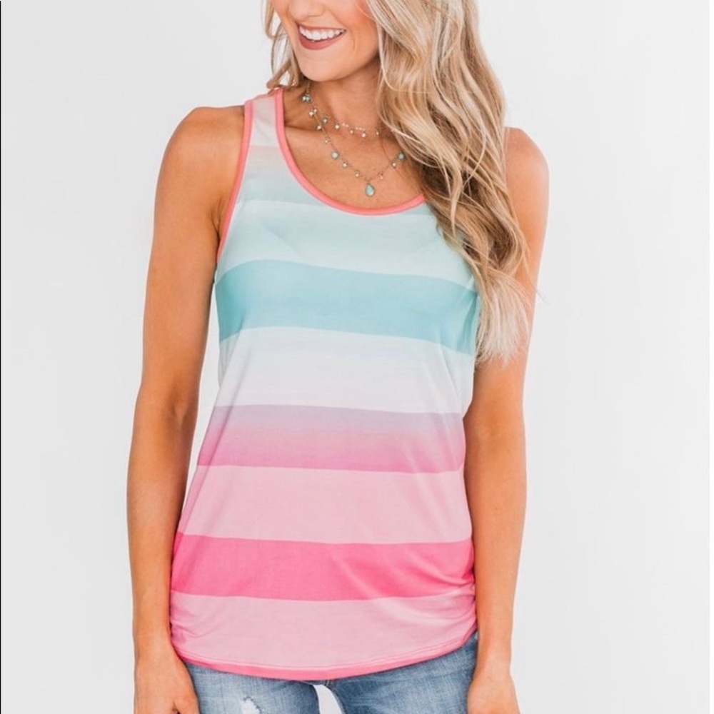 Color block, striped tank
